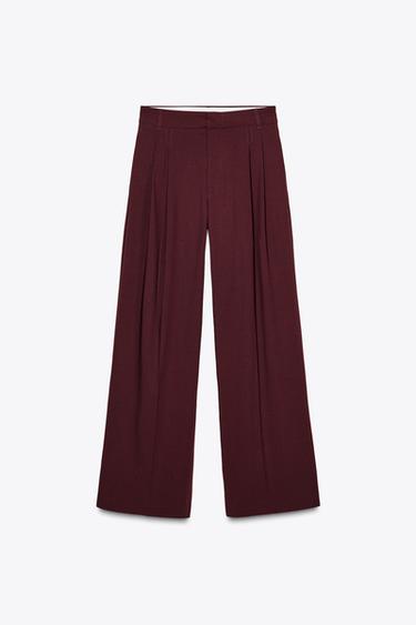 PANTALÓN DOBLE PLIEGUE - Rojizo de Zara - Imagen 0