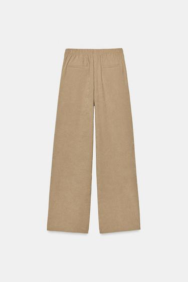 PANTALON LARGE À TAILLE ÉLASTIQUE - Camel clair de Zara - Image 4