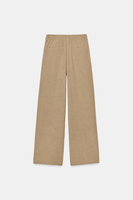 PANTALON LARGE À TAILLE ÉLASTIQUE - Camel clair de Zara - Image 7