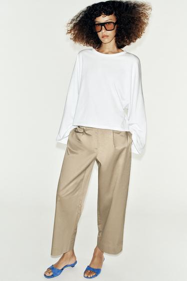 PANTALÓN TRABILLAS CINTURA - Arena de Zara - Imagen 0