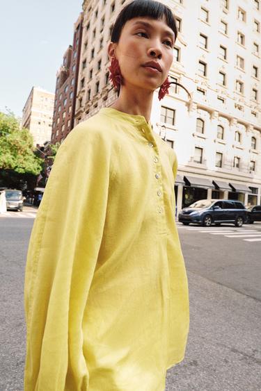 قميص منسدل بالرامي ZW COLLECTION - أصفر الخاص بـ Zara