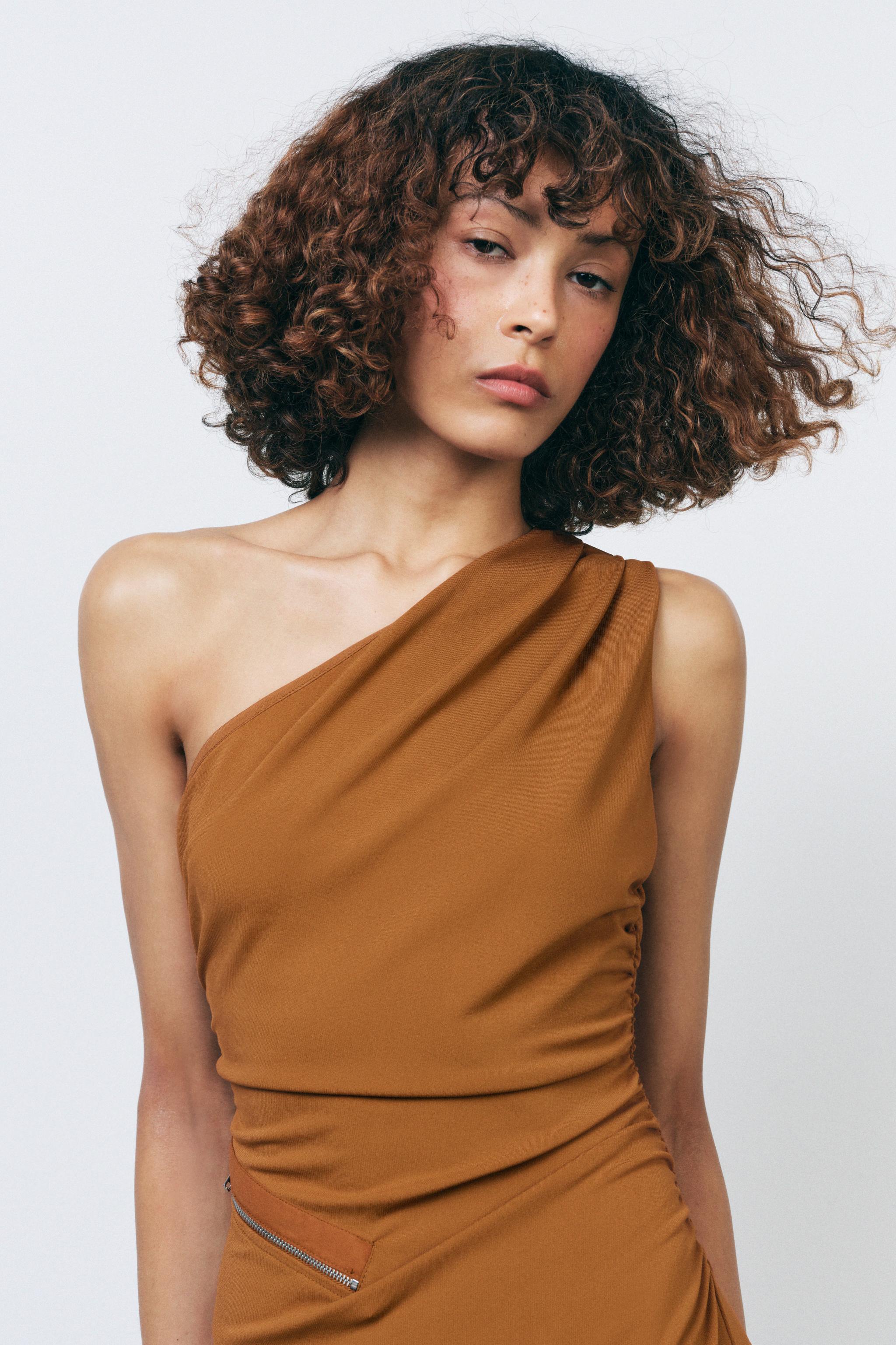【ZARA】アシンメトリージッパーワンピース 4886/003/615 ASYMMETRIC ZIPPER DRESS - Orange | ZARA United States