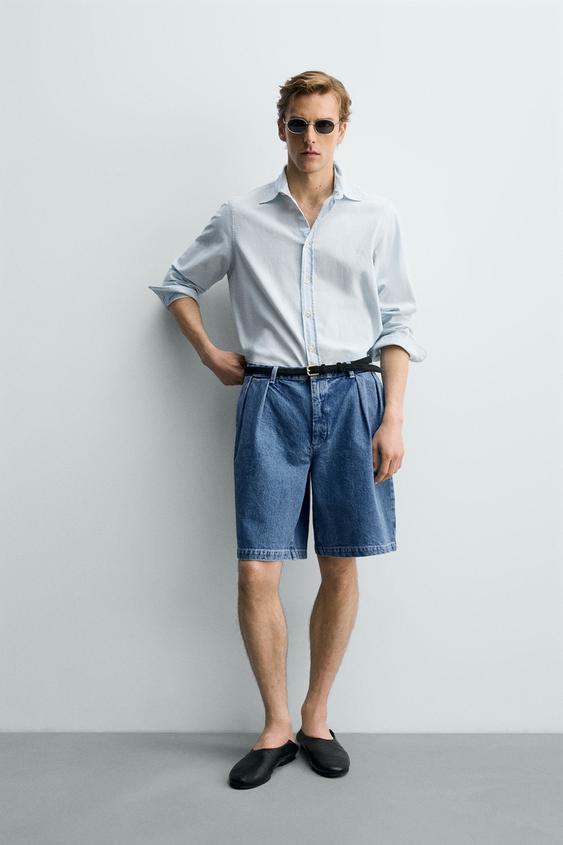 RELAXED FIT PLEATED DENIM SHORTS from Zara - $79.90