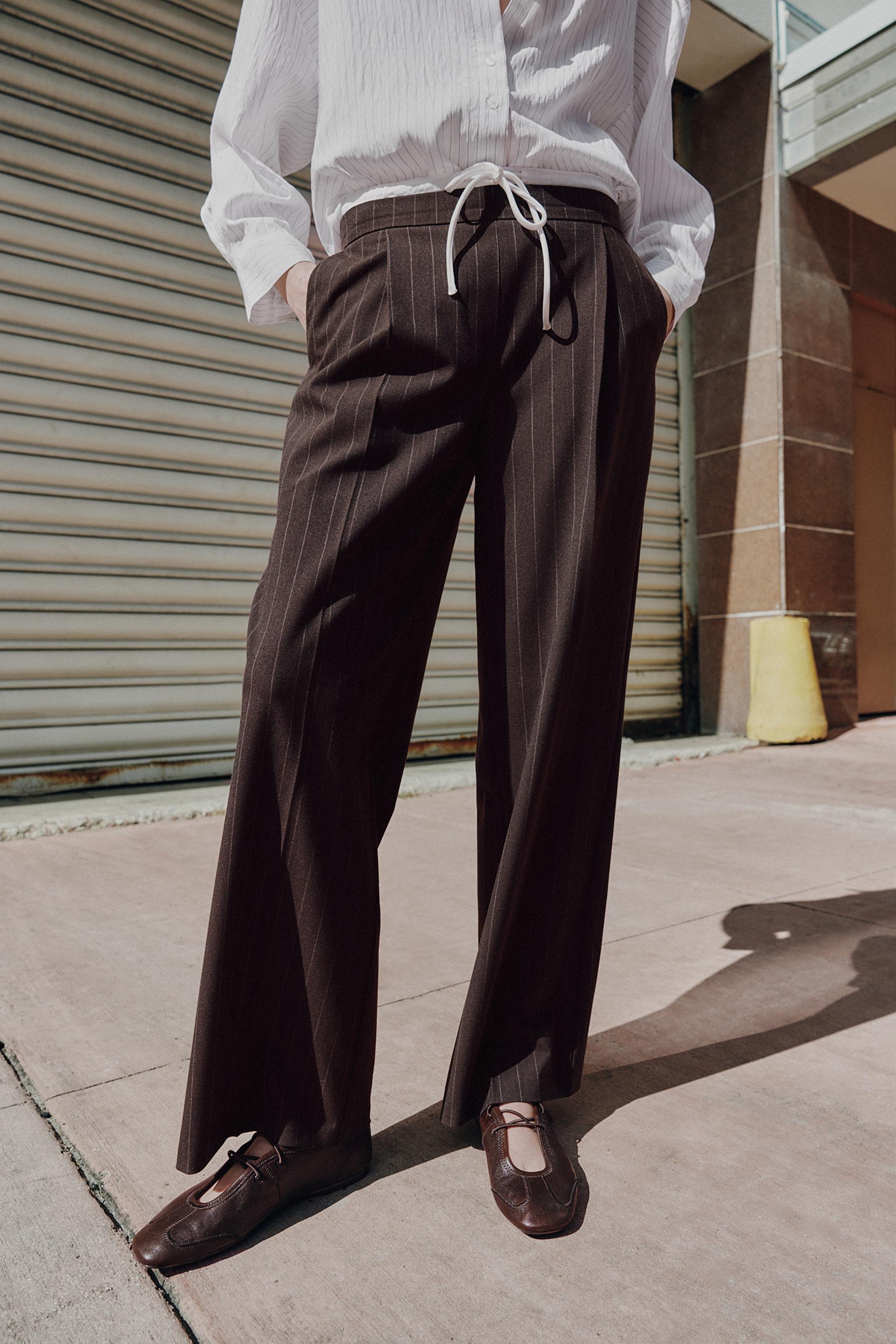 WIDE LEG DOUBLE WAISTBAND PANTS