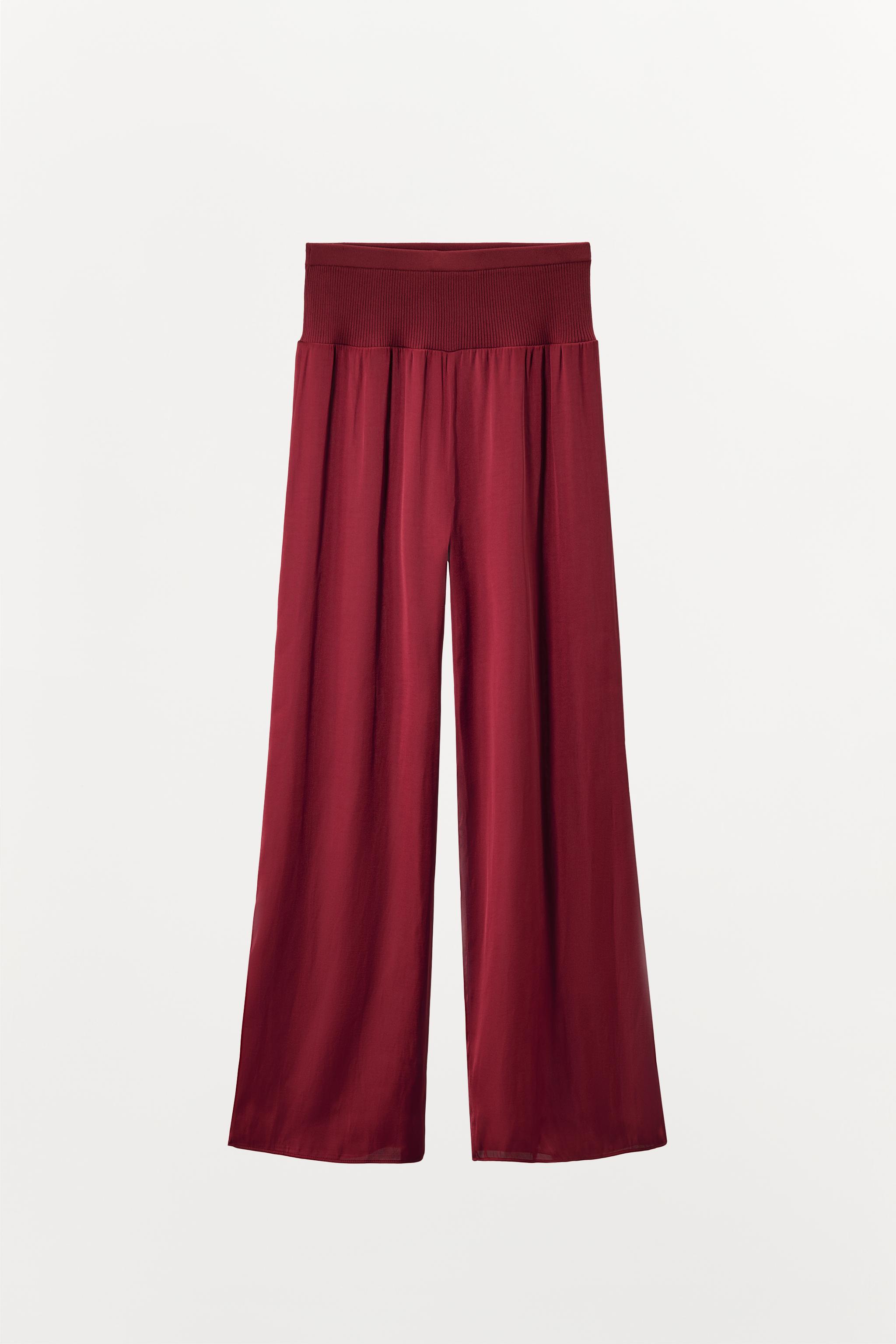 SATIN RIBBED PANTS