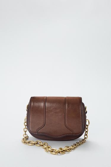 Zara MINI CHAIN BAG - Brown