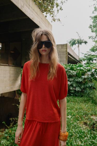 RUSTIC CAPE SLEEVE TOP - Red by Zara