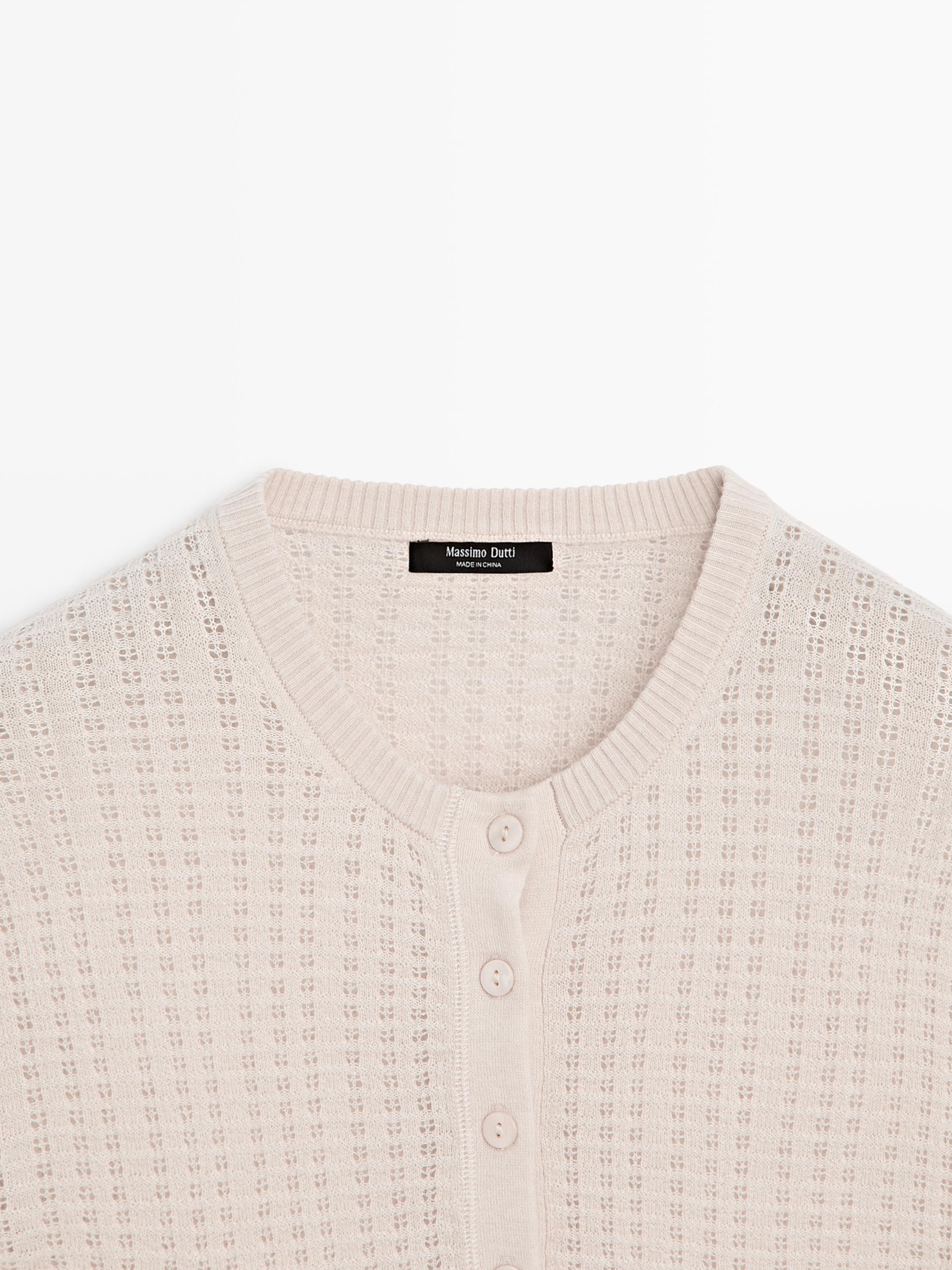 Cutwork wool blend henley sweater