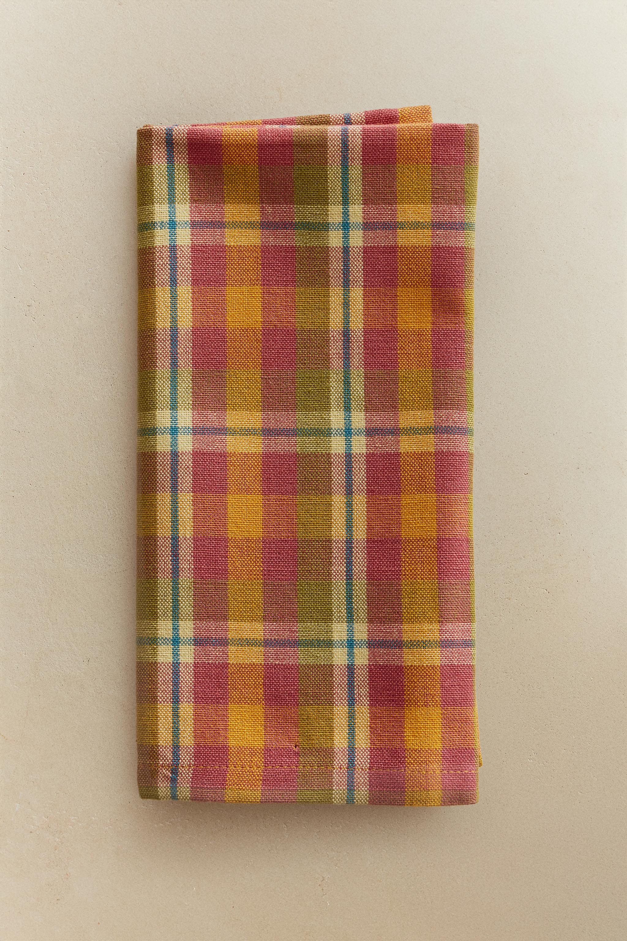 SET OF CHECK DYED THREAD NAPKINS (SET OF 2)