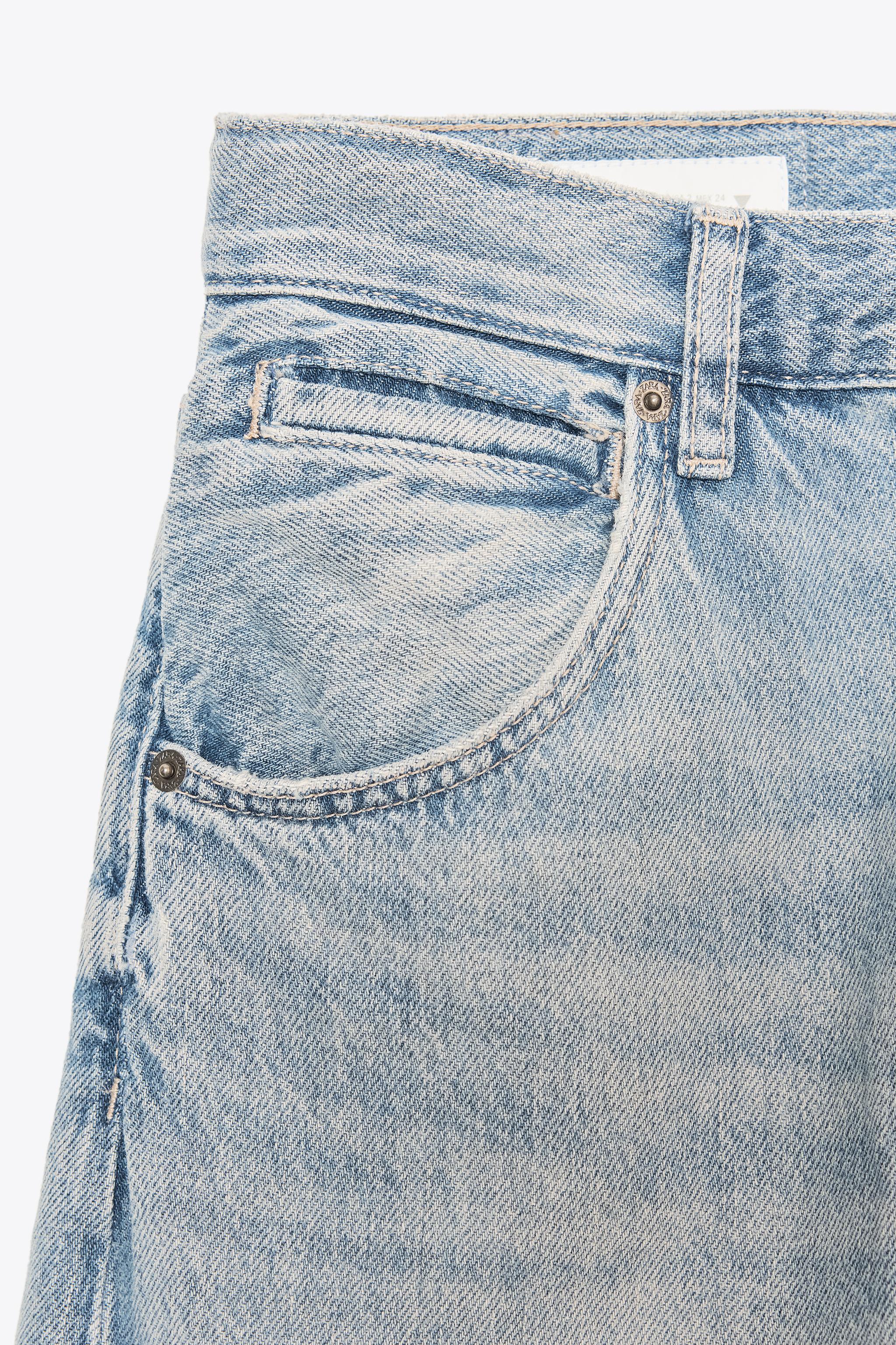 TRF OVERSIZED SHIFTED SEAM MID-RISE JEANS - Blue | ZARA