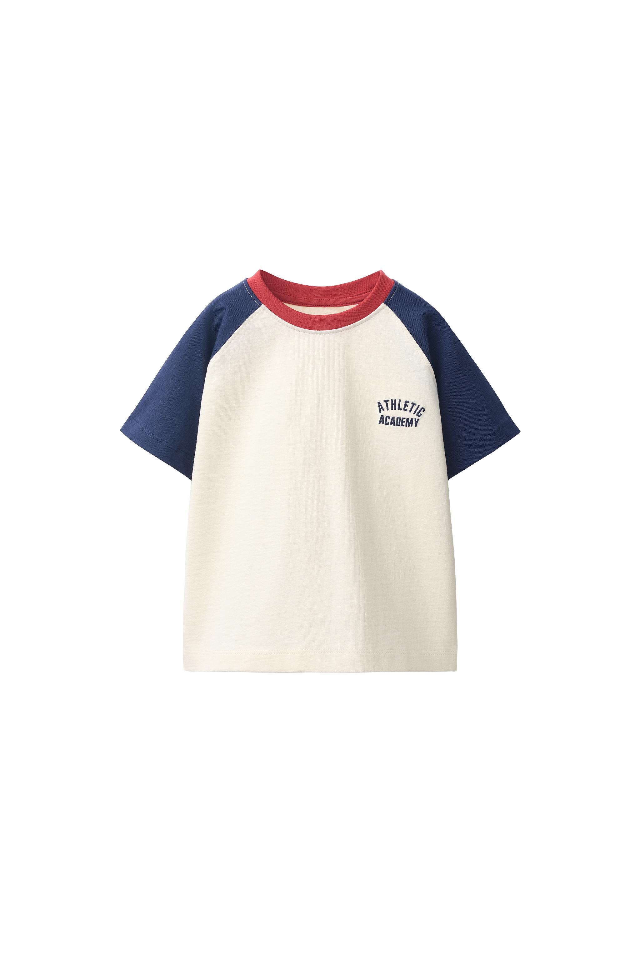 EMBROIDERED RAGLAN SLEEVE T-SHIRT - Navy blue | ZARA United States