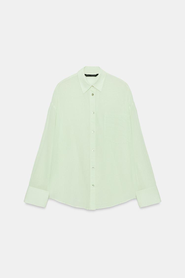 Camisa de gasa de corte extragrande con bolsillo 5