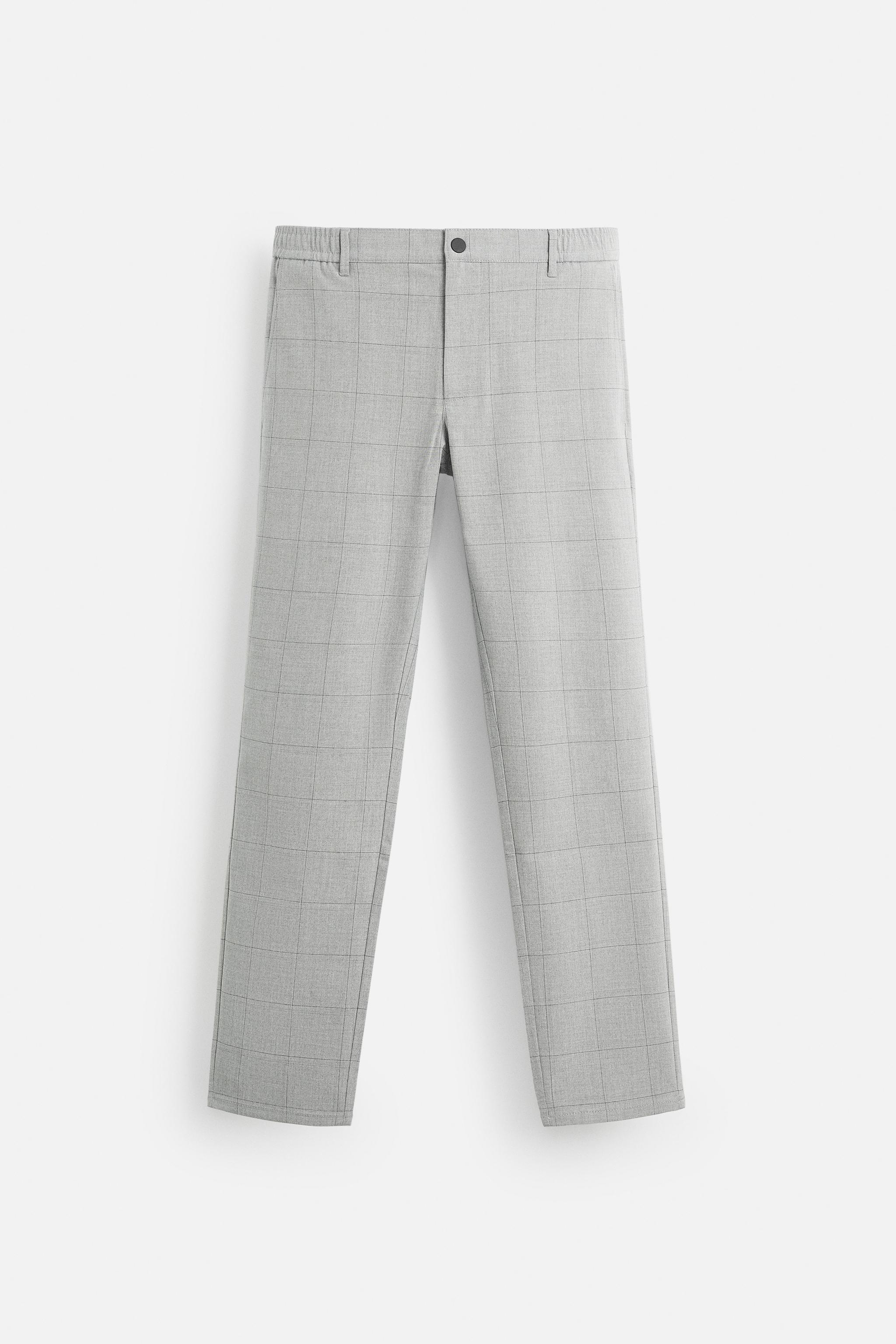 Plaid Pants Mens Grey Cropped Trousers Glen Plaid Pants Zara Buy