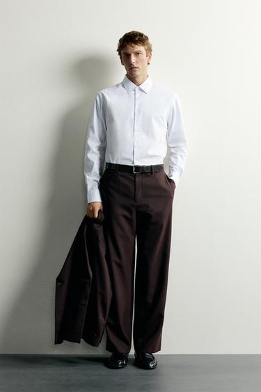 CAMISA REGULAR FIT CUADROS - Blanco de Zara - Imagen 0