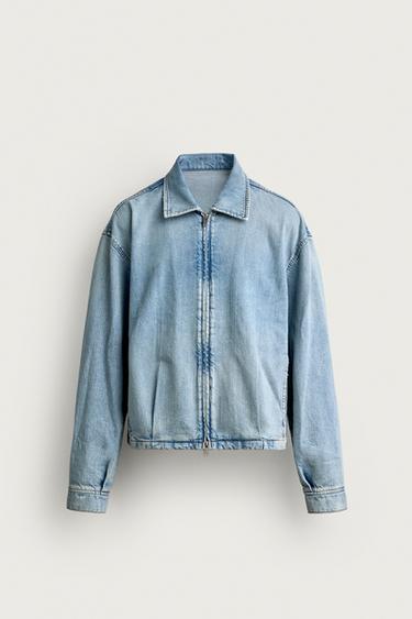 CAZADORA DENIM LAVADO CREMALLERA - Azul claro de Zara