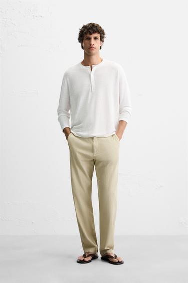 TEXTURED CHINO TROUSERS - Light khaki by Zara - Image 0