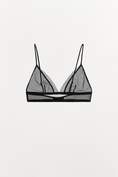 MESH TRIANGULAR BRALETTE - Black by Zara - Image 5