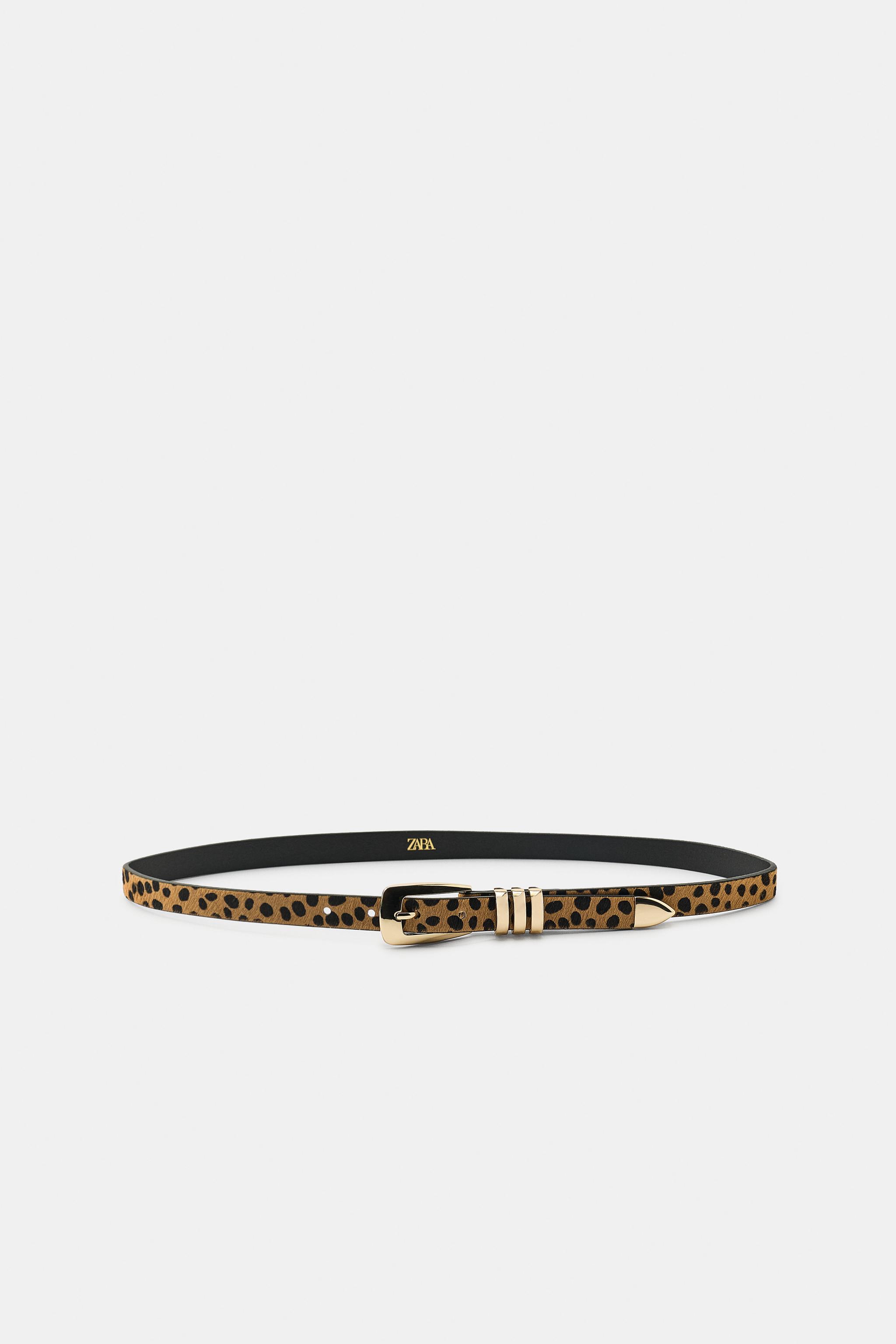 ANIMAL PRINT 100% LEATHER SKINNY BELT