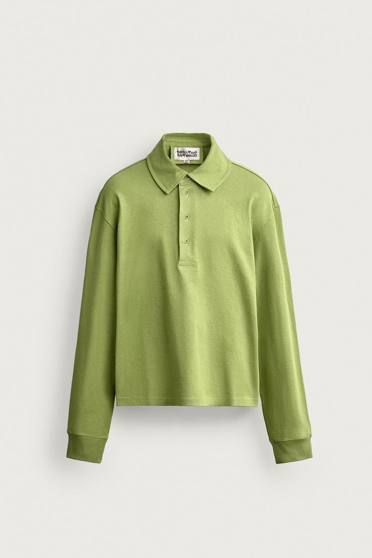 CROPPED FIT COTTON POLO SHIRT