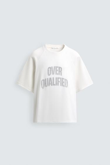 T-SHIRT À INSCRIPTION IMPRIMÉE EN CONTRASTE - Blanc de Zara - Image 6