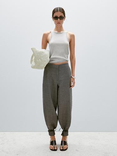Zara Round neck top with shimmery detail - Silver