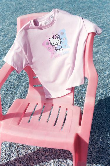 Zara 三麗鷗© HELLO KITTY 蝴蝶印花T恤 - 粉紅色