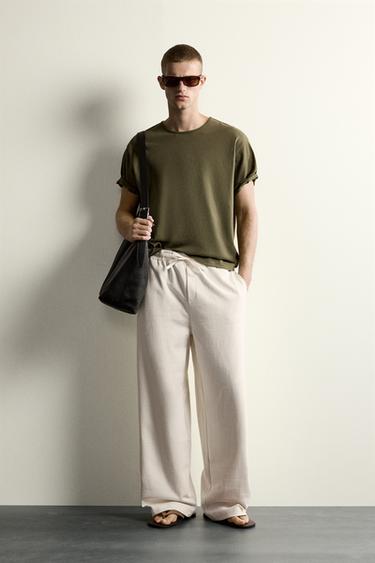 PANTALONS JOGGER AMB CINTURA COMBINADA - Blanc de Zara