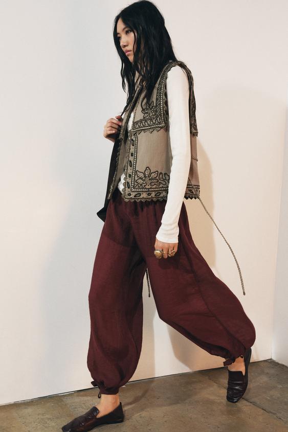 EMBROIDERED BELTED VEST ZW COLLECTION