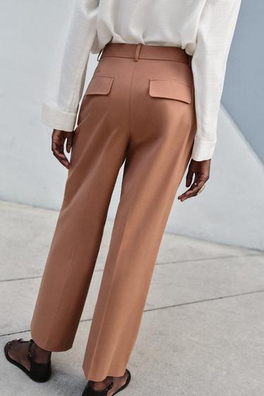 STRAIGHT TROUSERS WITH DARTS - Beige-pink by Zara - Image 3