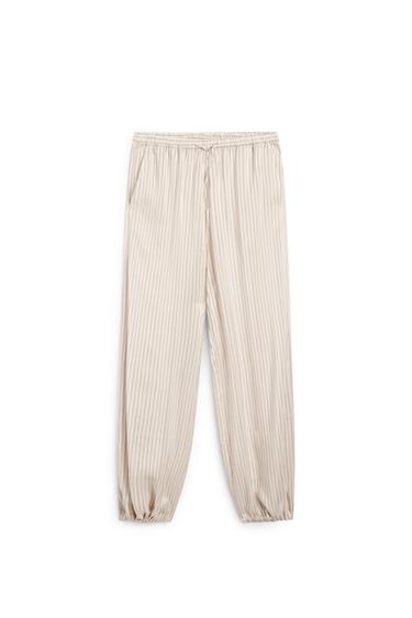 Pantalon large fluide rayé - STUDIO - Écru de Zara