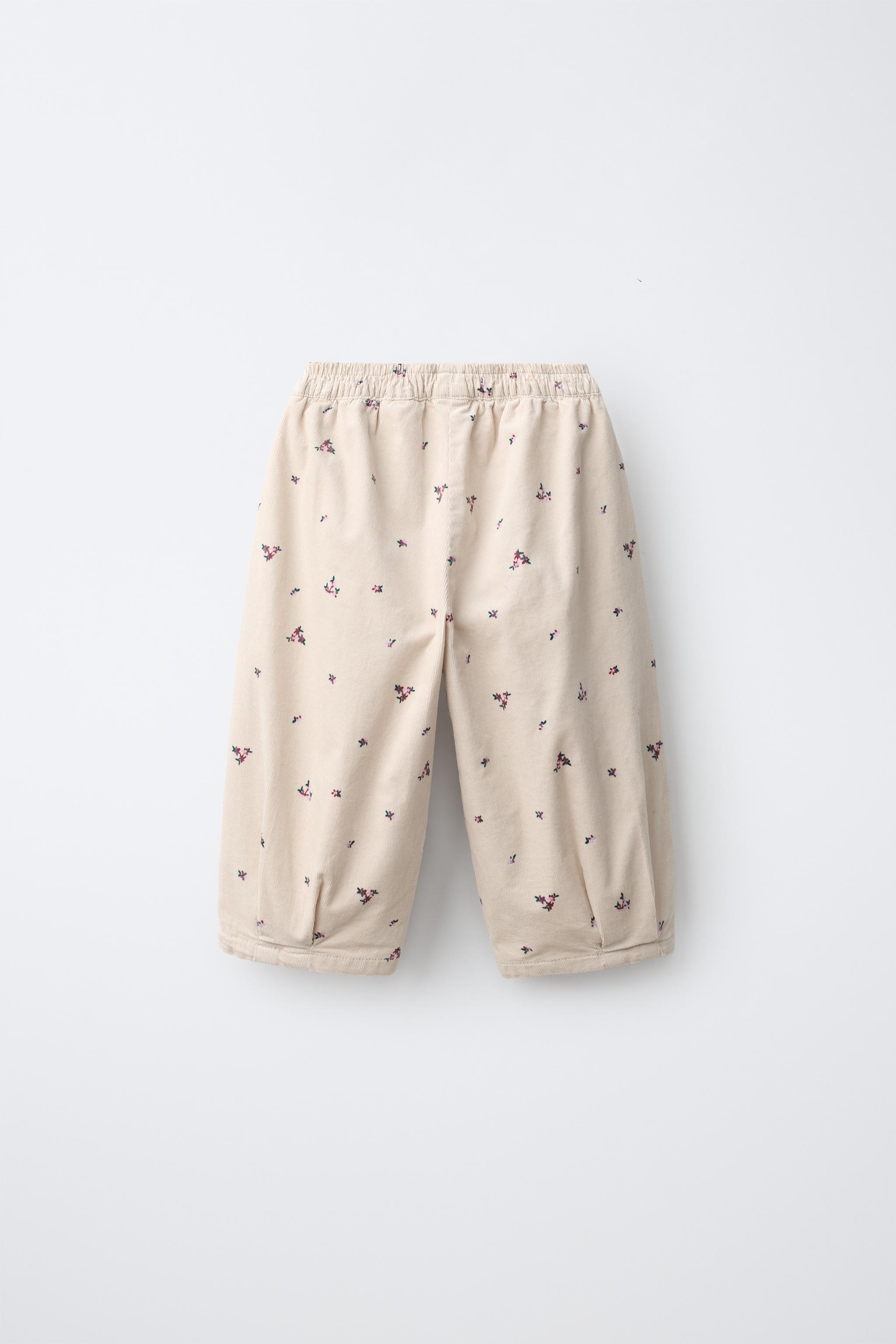 FLORAL PRINT MICRO-CORDUROY BALLOON PANTS