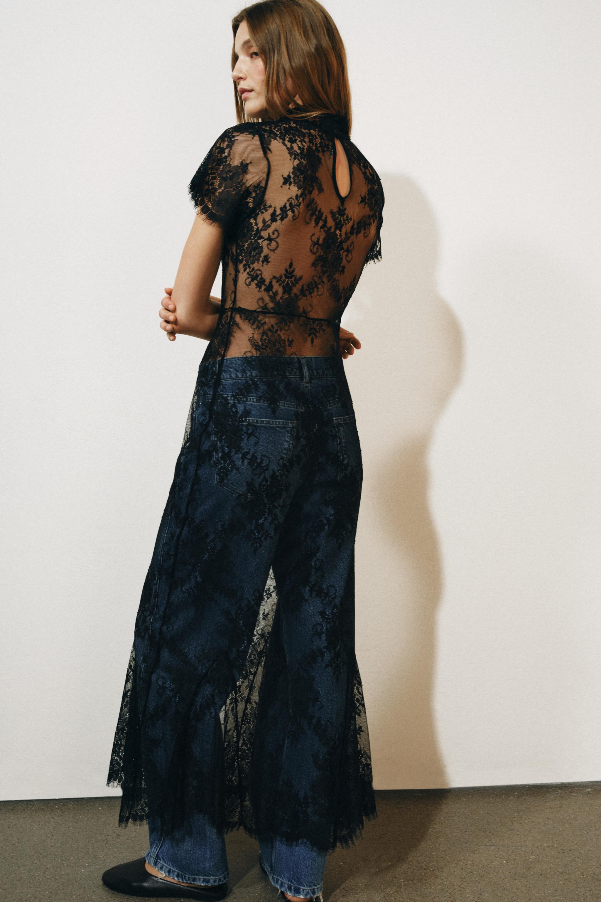 Zara ZW COLLECTION DANTELLİ UZUN ELBİSE görsel 3