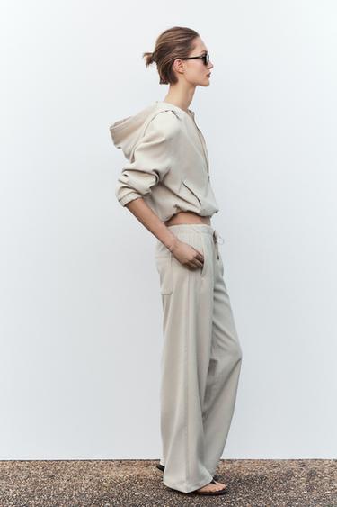 TEXTURED WIDE-LEG TROUSERS - Ecru by Zara - Image 2