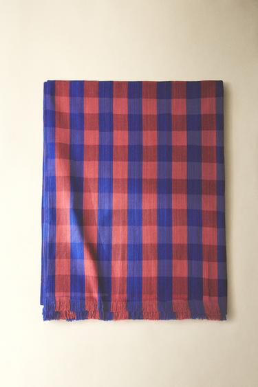 PLAID MULTIFONCTION COTON CARREAUX X TENSIRA - Rouge de Zara - Image 5