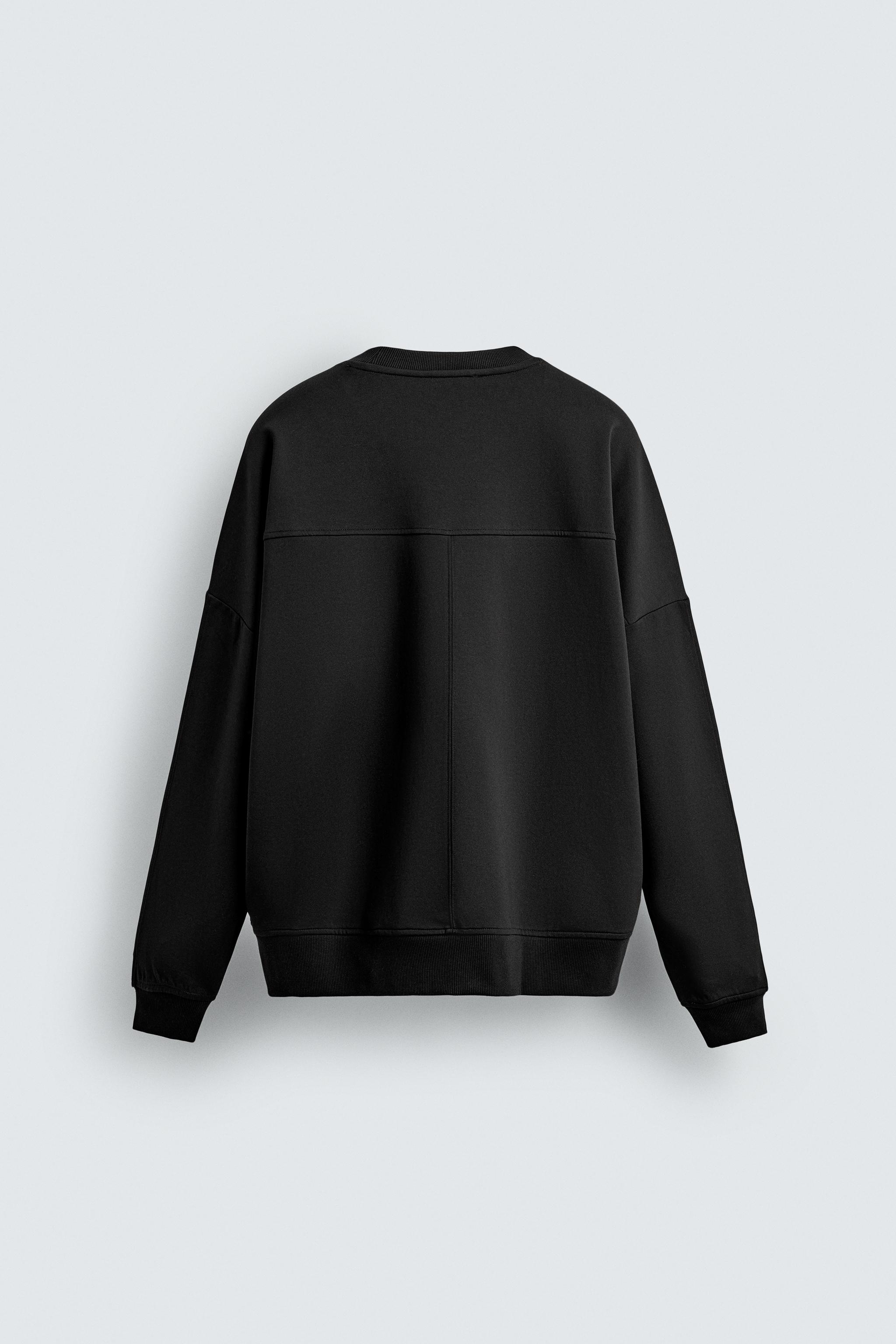 インターロックラベルスウェットシャツ - ブラック | ZARA Japan