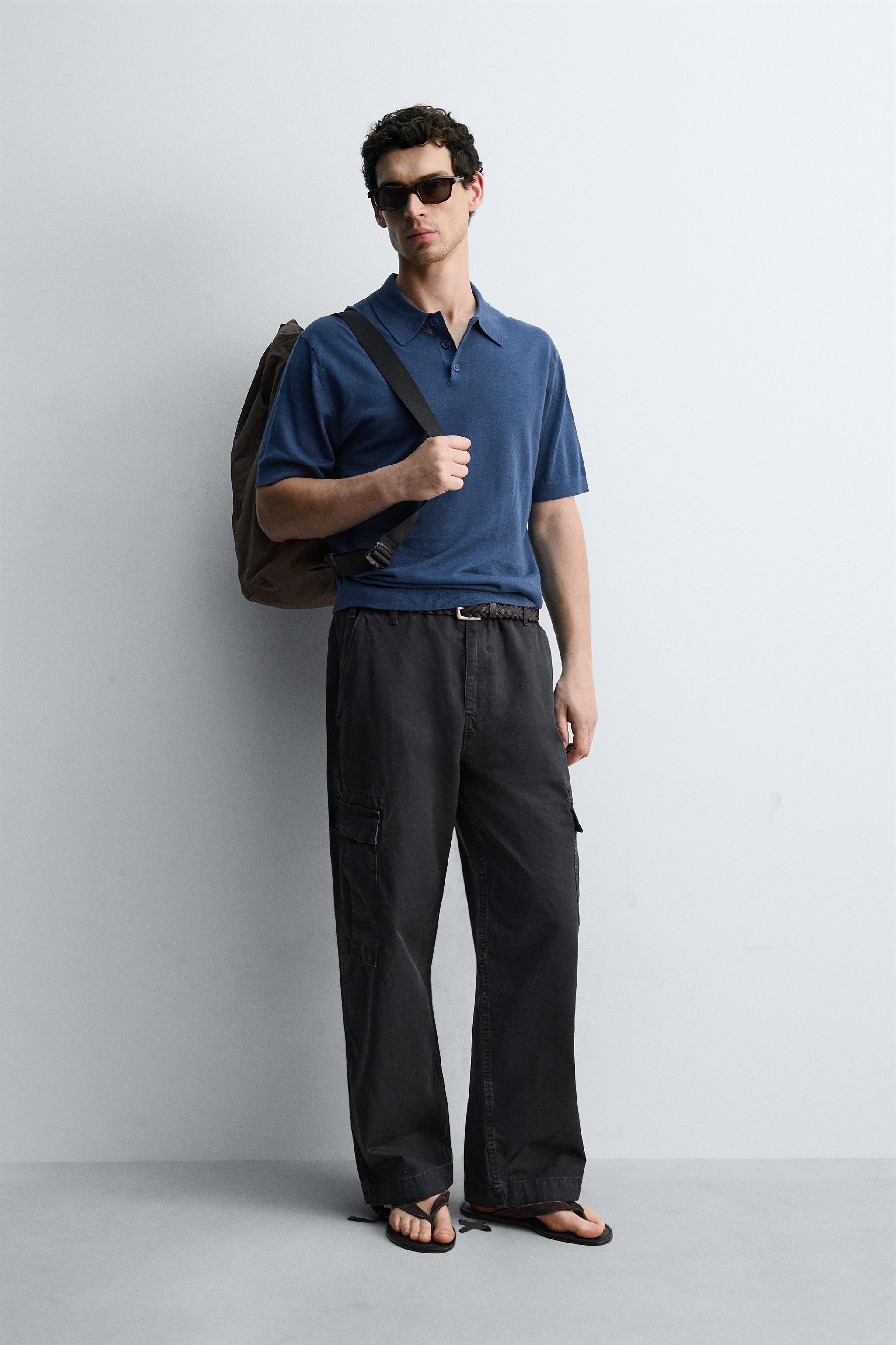 HEMP-COTTON KNIT POLO - Navy blue | ZARA Canada