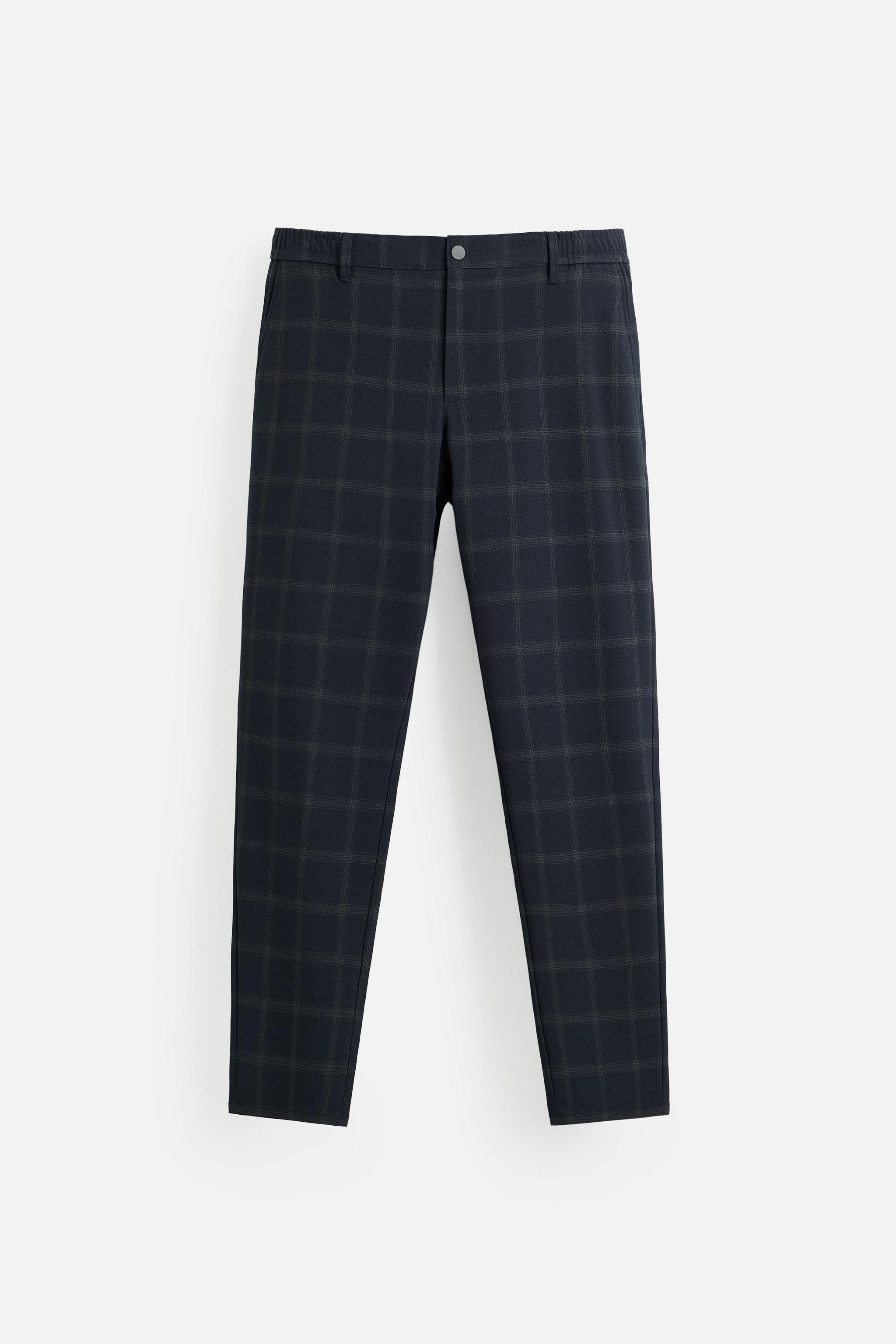 SLIM FIT STRETCH PANTS - Blue | ZARA United States
