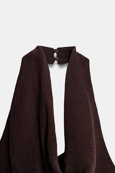 ROBE COURTE HALTER À BAS ASYMÉTRIQUE - Marron foncé de Zara - Image 8