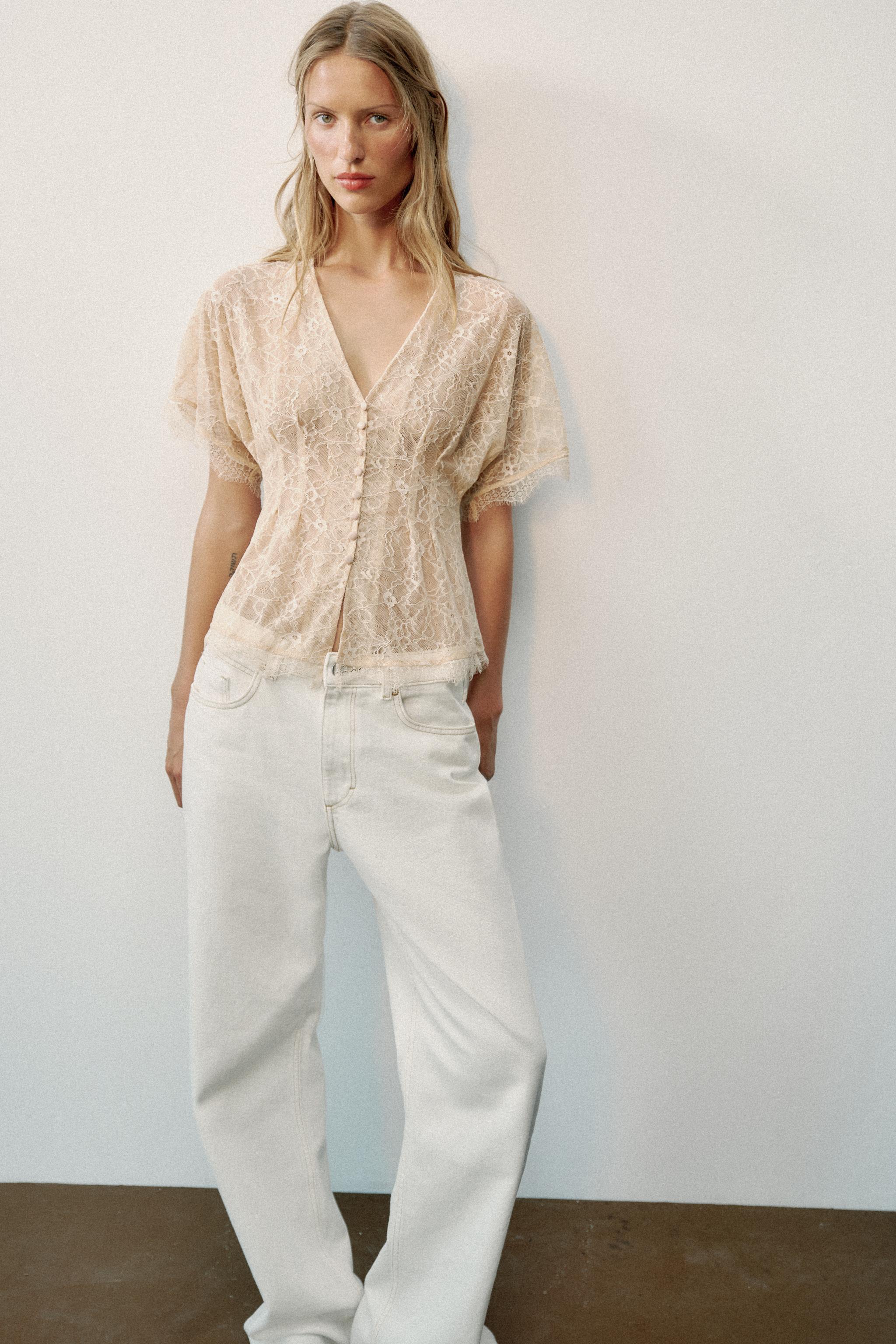 レースサンプル＆ボタンシートアソート レースボタン付きトップス - パステルピンク | ZARA Japan / 日本