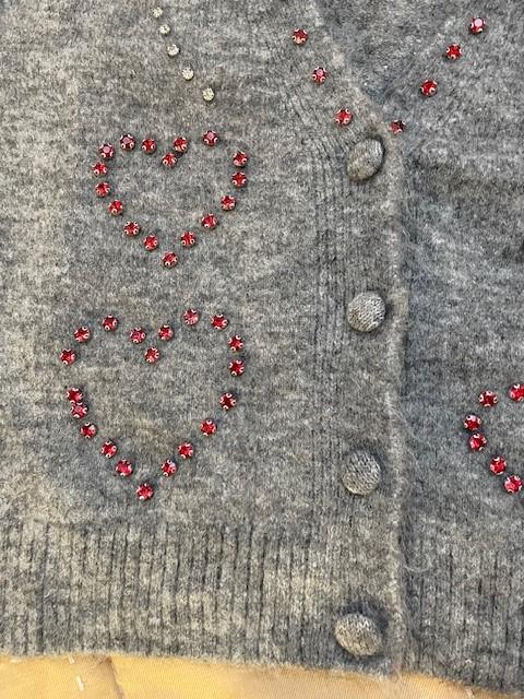 KNIT CARDIGAN WITH BEADED HEARTS - Image 4
