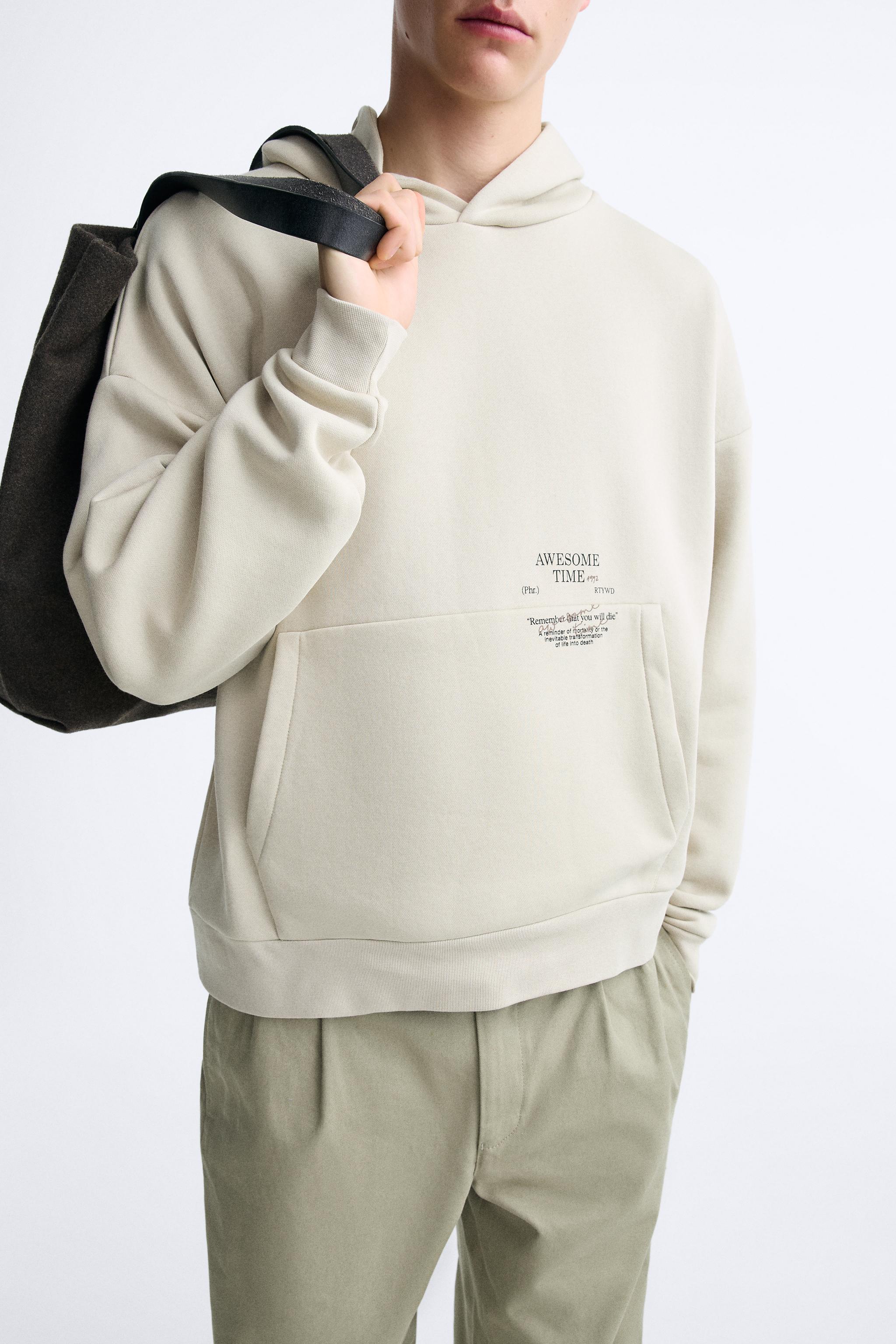 Beige hoodie online zara