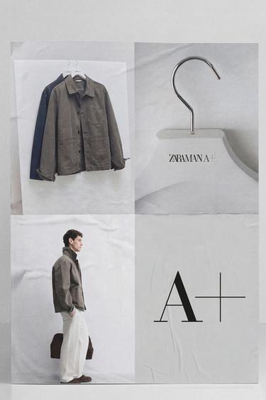 Zaras RELAXED FIT SKJORTJACKA I URTVÄTTAD KANVAS - Brun/prick