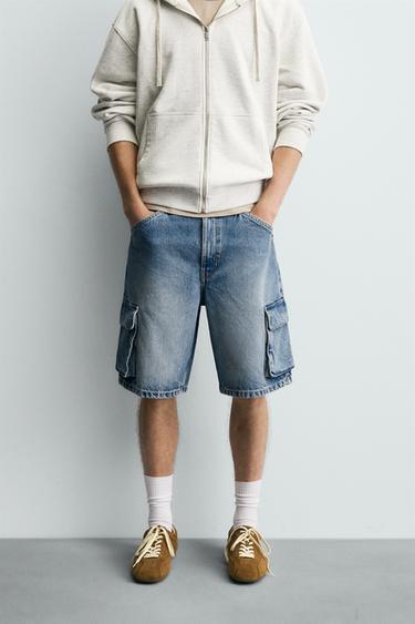 BERMUDA DENIM CARGO - Azul medio de Zara