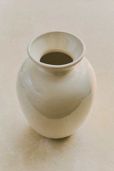 DECORATIVE CREAM CERAMIC VASE - Cream by Zara