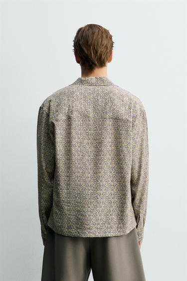 RELAXED FIT GEOMETRIC PRINT SHIRT - Light green by Zara - Image 2