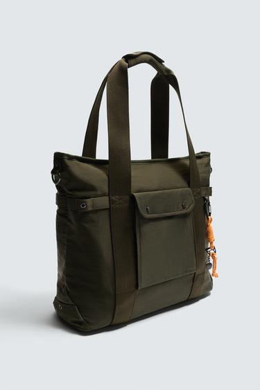 SAC SHOPPER EN NYLON - Vert kaki de Zara - Image 4