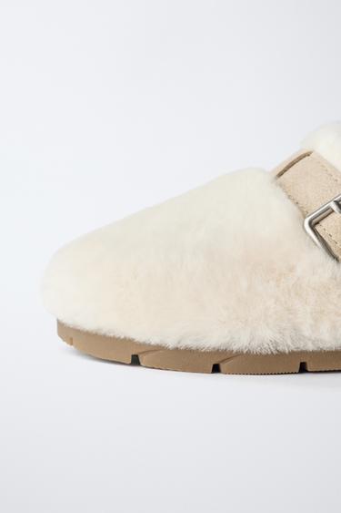 FAUX SHEARLING CLOGS - Ecru White by Zara - Image 5