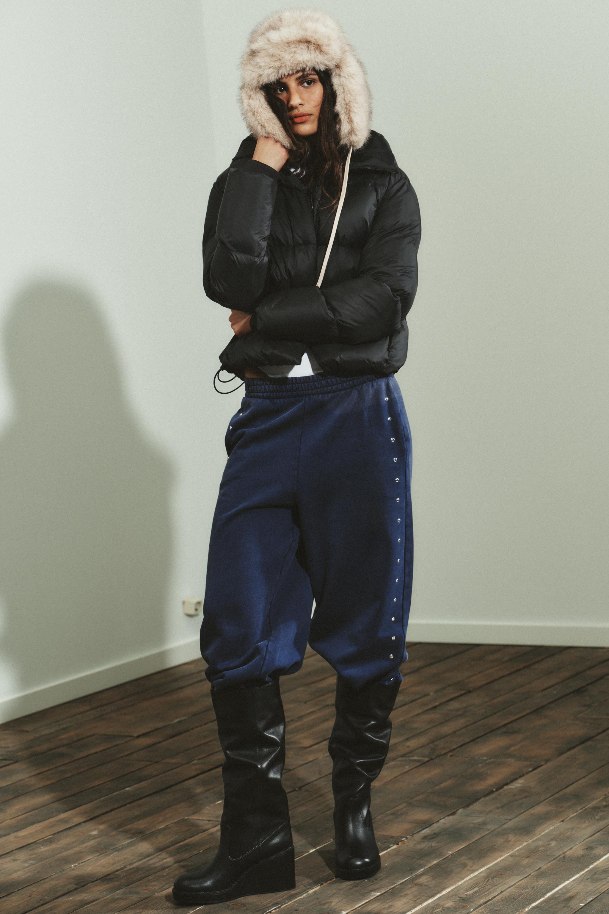 撥水レザーウェッジヒールブーツ - ブラック | ZARA Japan / 日本