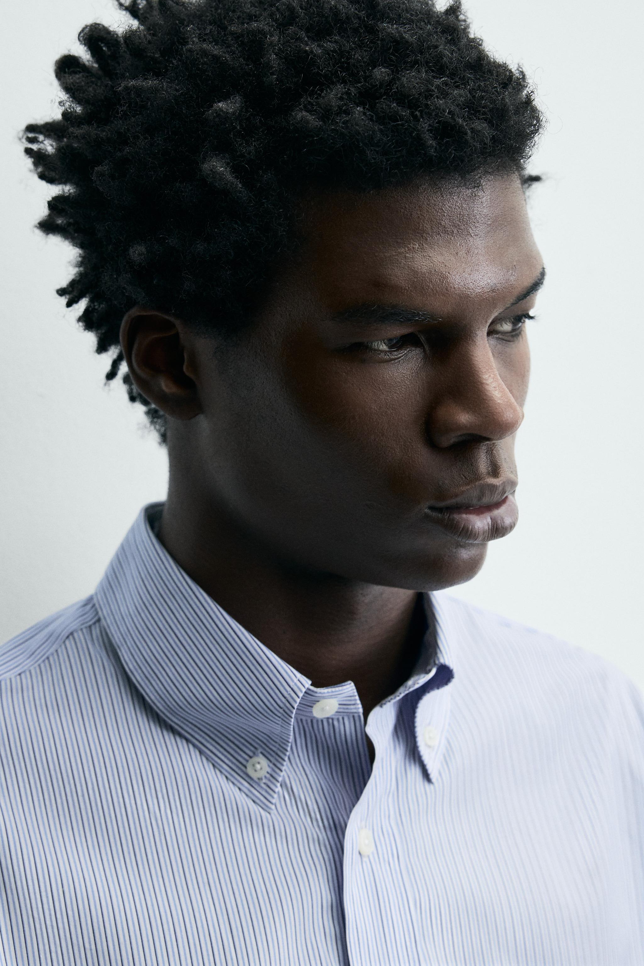 Zara - Textured Striped Shirt - Striped - Xl - Man Zara - Textured Striped Shirt - Striped - Xl - Man