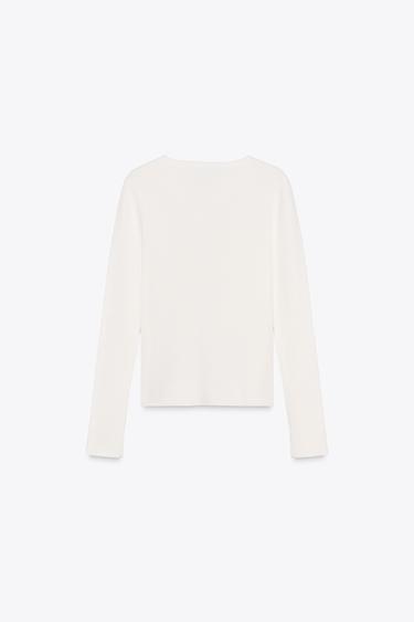 RIBBED KNIT TOP - White by Zara - Image 5
